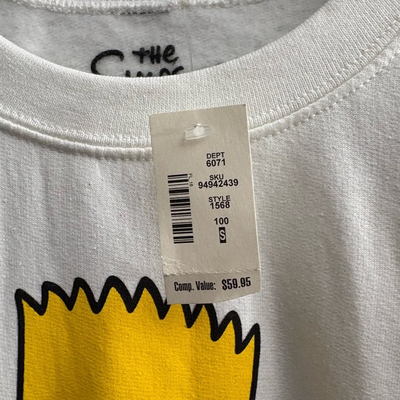 The Simpsons BART Simpson Aeropostle white long sleeve sweat shirt NWT SMALL - Picture 3 of 4